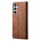 For Samsung Galaxy S24 FE 5G Denim Texture Casual Style Horizontal Flip Leather Case(Brown) - 3