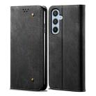 For Samsung Galaxy S24 FE 5G Denim Texture Casual Style Horizontal Flip Leather Case(Black) - 1