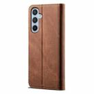 For Samsung Galaxy S25+ 5G Denim Texture Casual Style Horizontal Flip Leather Case(Brown) - 3