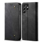 For Samsung Galaxy S25 Ultra 5G Denim Texture Casual Style Horizontal Flip Leather Case(Black) - 1