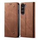 For Samsung Galaxy S24+ 5G Denim Texture Casual Style Horizontal Flip Leather Case(Brown) - 1