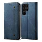 For Samsung Galaxy S24 Ultra 5G Denim Texture Casual Style Horizontal Flip Leather Case(Blue) - 1