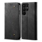 For Samsung Galaxy S24 Ultra 5G Denim Texture Casual Style Horizontal Flip Leather Case(Black) - 1