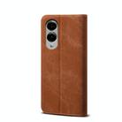 For Samsung Galaxy S25 Edge 5G Denim Texture Casual Style Horizontal Flip Leather Case(Brown) - 3