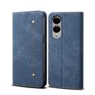 For Samsung Galaxy S25 Edge 5G Denim Texture Casual Style Horizontal Flip Leather Case(Blue) - 1