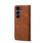 For Samsung Galaxy S25 FE 5G Denim Texture Casual Style Horizontal Flip Leather Case(Brown) - 3