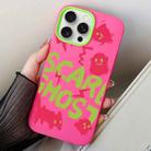 For iPhone 15 Pro Max Scared Ghost PC Hybrid TPU Phone Case(Rose Red) - 1