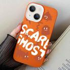 For iPhone 15 Plus Scared Ghost PC Hybrid TPU Phone Case(Orange) - 1
