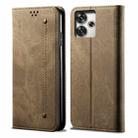 For Xiaomi Poco M6 4G Denim Texture Casual Style Horizontal Flip Leather Case(Khaki) - 1