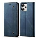 For Xiaomi Poco M6 4G Denim Texture Casual Style Horizontal Flip Leather Case(Blue) - 1