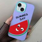 For iPhone 15 Watermelon PC Hybrid TPU Phone Case(Purple) - 1