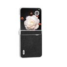 For Honor Magic V Flip ABEEL Three Parts Frosted Transparent Frame Genuine Leather Mino Phone Case(Black) - 3