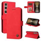For Sony Xperia 1 VI Skin Feel Life Tree Metal Button Leather Phone Case(Red) - 1