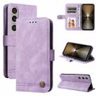 For Sony Xperia 1 VI Skin Feel Life Tree Metal Button Leather Phone Case(Purple) - 1