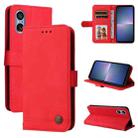 For Sony Xperia 5 V Skin Feel Life Tree Metal Button Leather Phone Case(Red) - 1