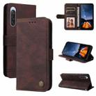 For Sony Xperia 10 V Skin Feel Life Tree Metal Button Leather Phone Case(Brown) - 1