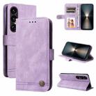 For Sony Xperia 1 VII Skin Feel Life Tree Metal Button Leather Phone Case(Purple) - 1