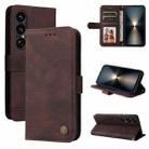 For Sony Xperia 1 VII Skin Feel Life Tree Metal Button Leather Phone Case(Brown) - 1