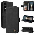 For Sony Xperia 1 VII Skin Feel Life Tree Metal Button Leather Phone Case(Black) - 1