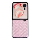 For Honor Magic V Flip Woven Texture Folding PU Phone Case(Pink) - 1