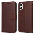 For Sony Xperia 10 VI Classic Calf Texture Flip Leather Phone Case(Brown) - 1