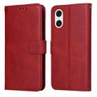 For Sony Xperia 10 VI Classic Calf Texture Flip Leather Phone Case(Red) - 1