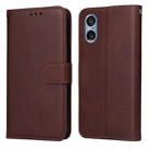 For Sony Xperia 5 V Classic Calf Texture Flip Leather Phone Case(Brown) - 1