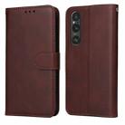 For Sony Xperia 1 V Classic Calf Texture Flip Leather Phone Case(Brown) - 1