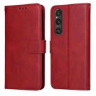 For Sony Xperia 1 V Classic Calf Texture Flip Leather Phone Case(Red) - 1