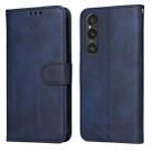 For Sony Xperia 1 V Classic Calf Texture Flip Leather Phone Case(Blue) - 1