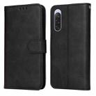 For Sony Xperia 10 V Classic Calf Texture Flip Leather Phone Case(Black) - 1