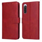 For Sony Xperia 10 V Classic Calf Texture Flip Leather Phone Case(Red) - 1