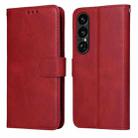 For Sony Xperia 1 VII Classic Calf Texture Flip Leather Phone Case(Red) - 1