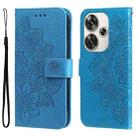 For Xiaomi Poco F6 7-petal Flowers Embossing Leather Phone Case(Blue) - 1