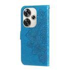 For Xiaomi Poco F6 7-petal Flowers Embossing Leather Phone Case(Blue) - 3
