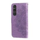 For Sony Xperia 1 V 7-petal Flowers Embossing Leather Phone Case(Light Purple) - 3