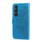 For Sony Xperia 1 V 7-petal Flowers Embossing Leather Phone Case(Blue) - 3