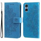 For Sony Xperia 5 V 7-petal Flowers Embossing Leather Phone Case(Blue) - 1