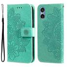 For Sony Xperia 5 V 7-petal Flowers Embossing Leather Phone Case(Green) - 1