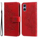 For Sony Xperia 5 V 7-petal Flowers Embossing Leather Phone Case(Red) - 1