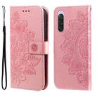 For Sony Xperia 10 V 7-petal Flowers Embossing Leather Phone Case(Rose Gold) - 1