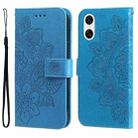 For Sony Xperia 10 VI 7-petal Flowers Embossing Leather Phone Case(Blue) - 1