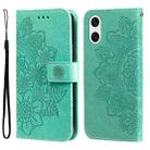 For Sony Xperia 10 VI 7-petal Flowers Embossing Leather Phone Case(Green) - 1