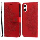 For Sony Xperia 10 VI 7-petal Flowers Embossing Leather Phone Case(Red) - 1