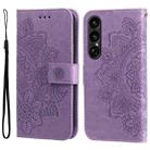 For Sony Xperia 1 VII Seven-petal Flowers Embossing Leather Phone Case(Light Purple) - 1
