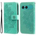 For Sony Xperia 10 VII Seven-petal Flowers Embossing Leather Phone Case(Green) - 1