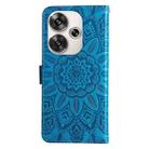 For Xiaomi Poco F6 Embossed Sunflower Leather Phone Case(Blue) - 3