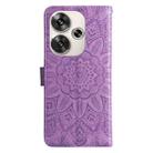 For Xiaomi Poco F6 Embossed Sunflower Leather Phone Case(Purple) - 3