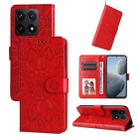 For Xiaomi 14T Embossed Sunflower Leather Phone Case(Red) - 1