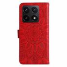 For Xiaomi 14T Embossed Sunflower Leather Phone Case(Red) - 3